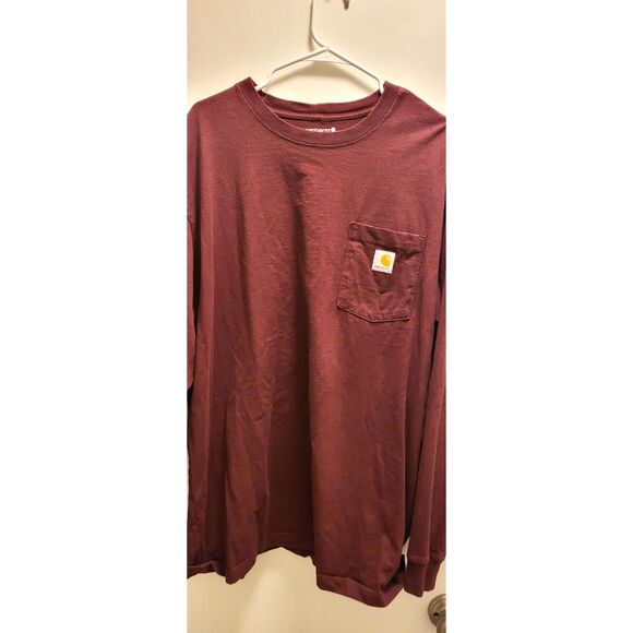 Carhartt Men's Heavyweight Long Sleeve Shirt XL Burgundy color - Picture 1 of 5